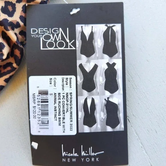 NWOT Nicole Miller Animal Print Convertible One-Piece Swimsuit Size Medium - Picture 3 of 10